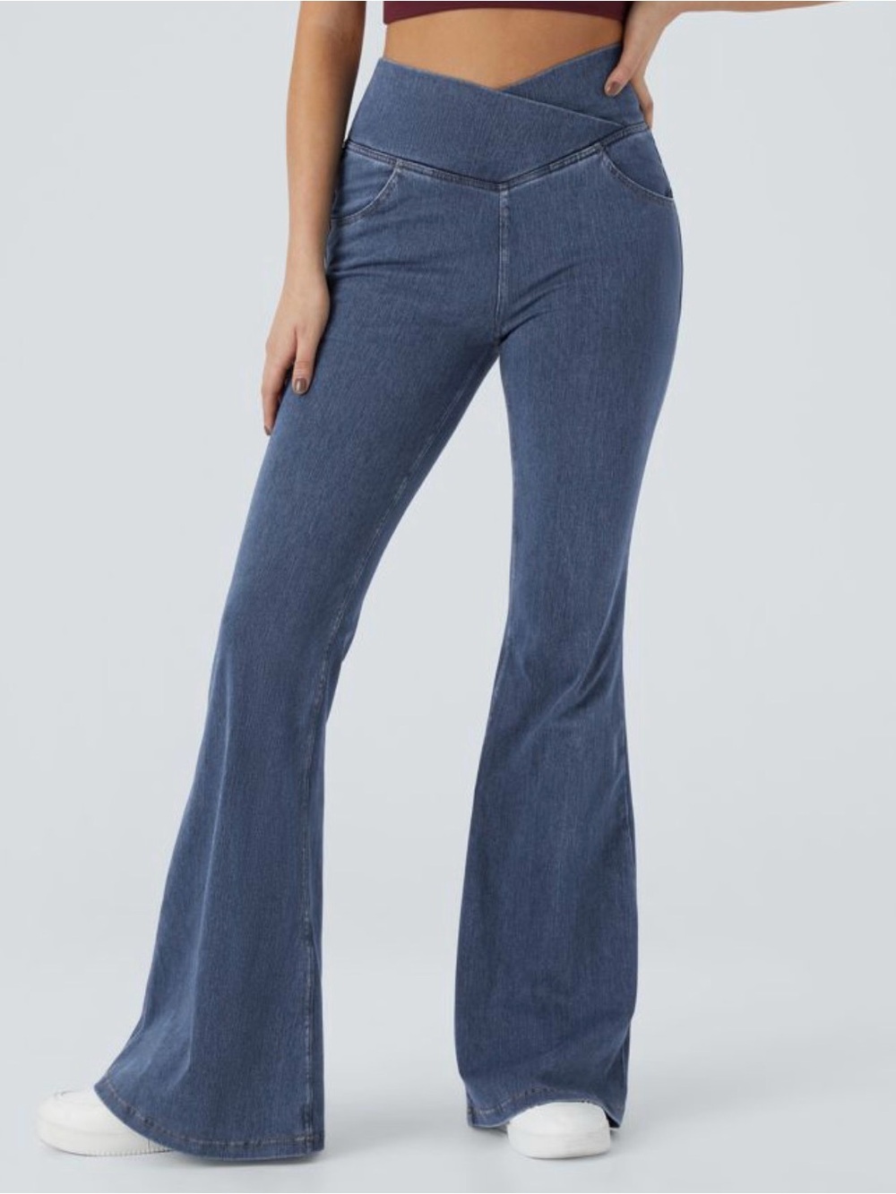 HALARA Flex High Waisted Crossover Pocket Wash Casual Jeans Leggings - 2X